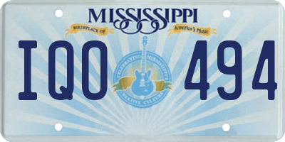 MS license plate IQO494