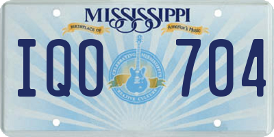 MS license plate IQO704