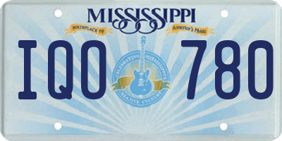 MS license plate IQO780