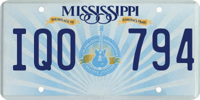 MS license plate IQO794