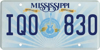 MS license plate IQO830
