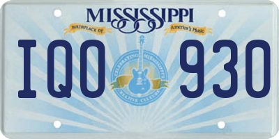MS license plate IQO930