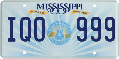 MS license plate IQO999