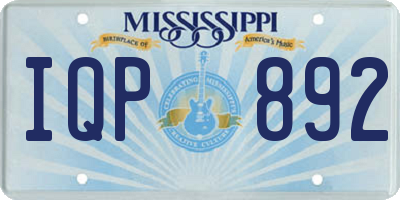 MS license plate IQP892