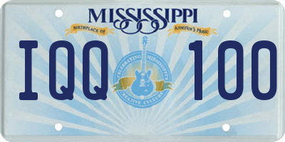 MS license plate IQQ100