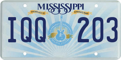 MS license plate IQQ203