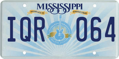 MS license plate IQR064