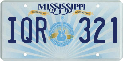 MS license plate IQR321