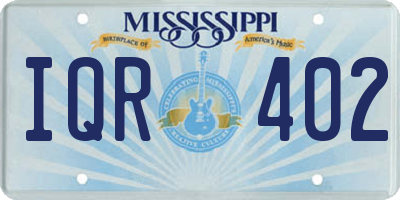 MS license plate IQR402