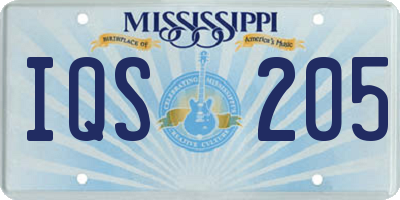 MS license plate IQS205