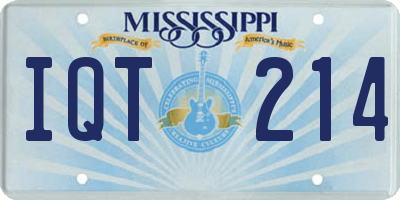MS license plate IQT214