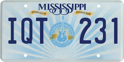 MS license plate IQT231