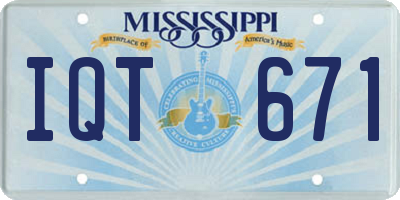 MS license plate IQT671