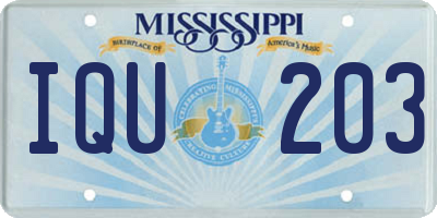 MS license plate IQU203