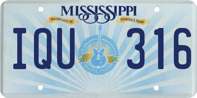 MS license plate IQU316