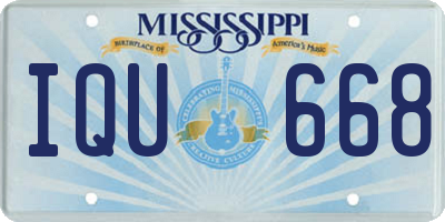 MS license plate IQU668