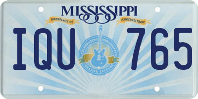 MS license plate IQU765