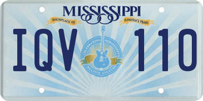 MS license plate IQV110