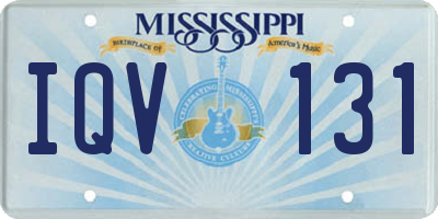MS license plate IQV131