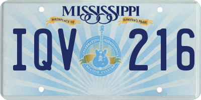 MS license plate IQV216