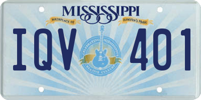 MS license plate IQV401