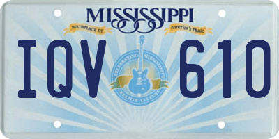 MS license plate IQV610