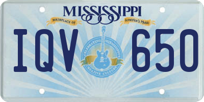 MS license plate IQV650