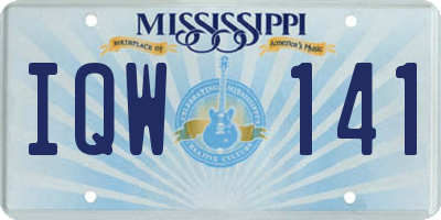 MS license plate IQW141