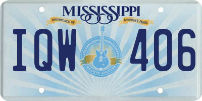 MS license plate IQW406