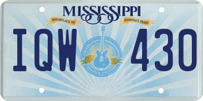 MS license plate IQW430