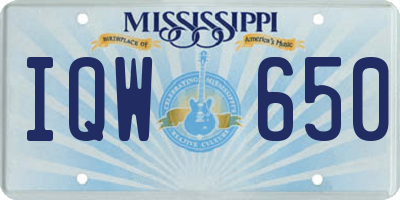 MS license plate IQW650