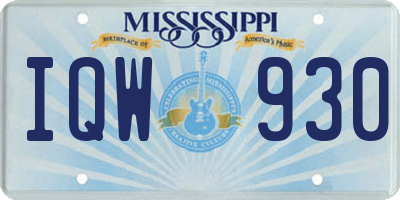 MS license plate IQW930