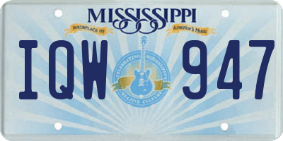MS license plate IQW947