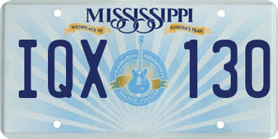 MS license plate IQX130