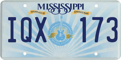MS license plate IQX173