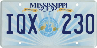 MS license plate IQX230