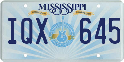 MS license plate IQX645