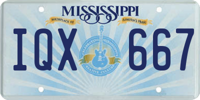 MS license plate IQX667