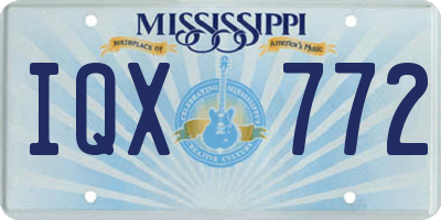 MS license plate IQX772