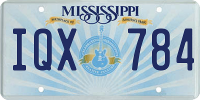 MS license plate IQX784