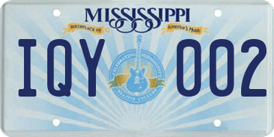 MS license plate IQY002