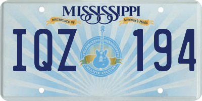 MS license plate IQZ194