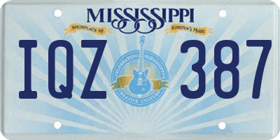MS license plate IQZ387