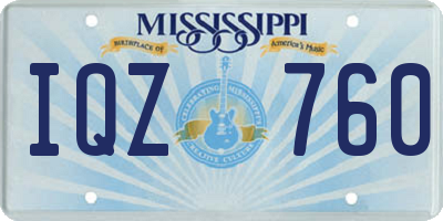 MS license plate IQZ760