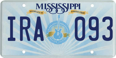 MS license plate IRA093