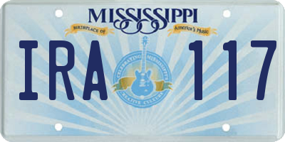 MS license plate IRA117