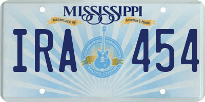 MS license plate IRA454