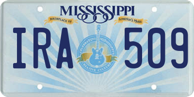 MS license plate IRA509