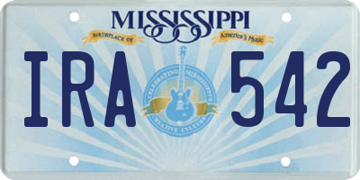 MS license plate IRA542