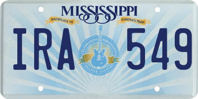 MS license plate IRA549